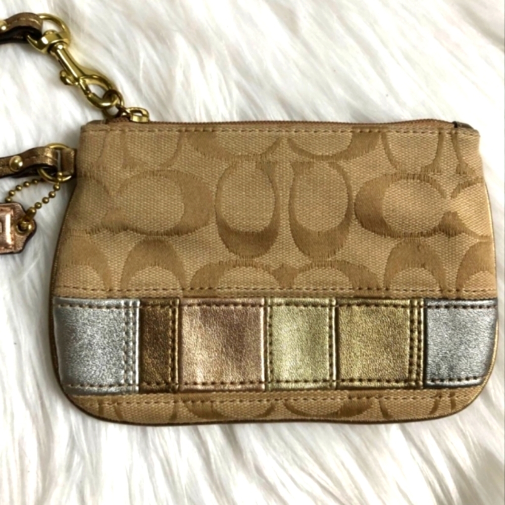 Coach Unique Metallic Leather Patchwork Wristlet - image 1